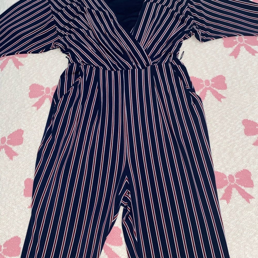 Striped v neck jumpsuit